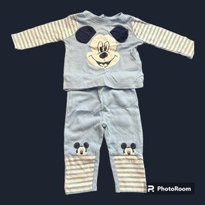 Blue and White Mickey Mouse Baby Outfit (3-6 Months)